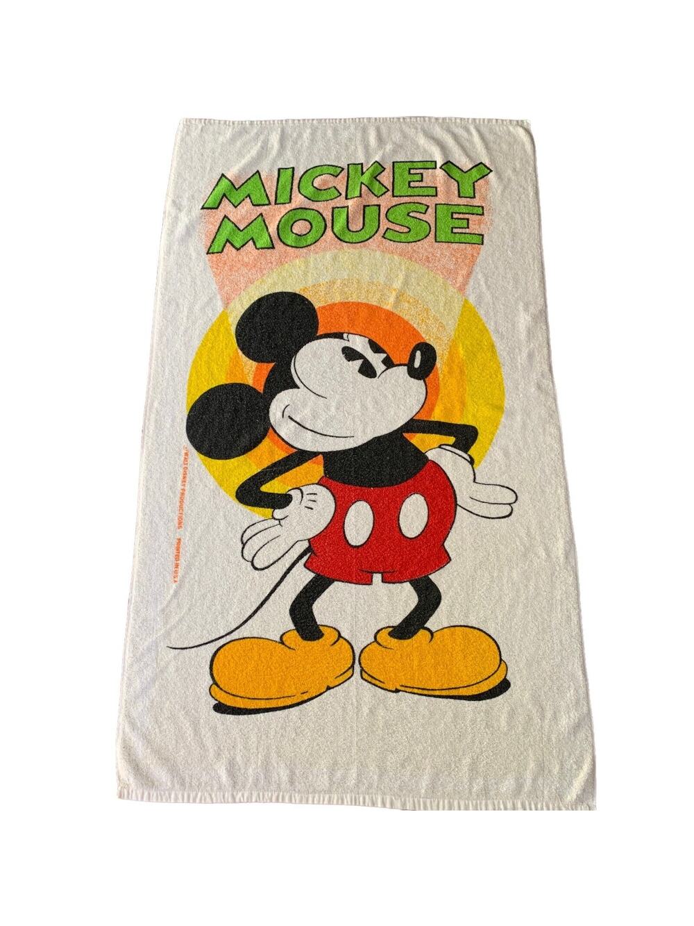 Vintage 80s 90s Mickey Mouse Beach Towel Walt Disney Disneyland Franco